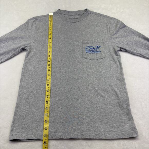 Vineyard Vines Happy Hanukkah Whale Menorah Long Sleeved T Shirt Gray Size XS - Picture 9 of 9